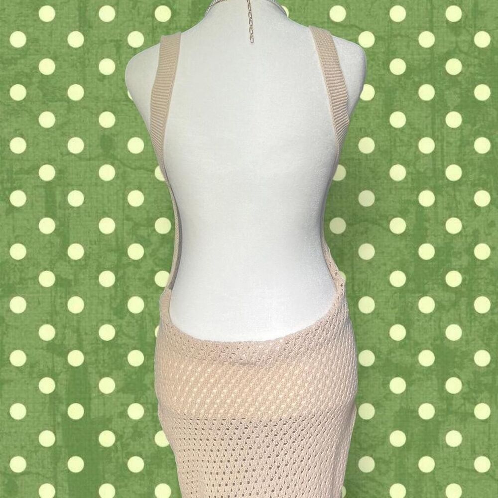 Backless Astr The Label Tan Crochet Swim Coverup/Dress